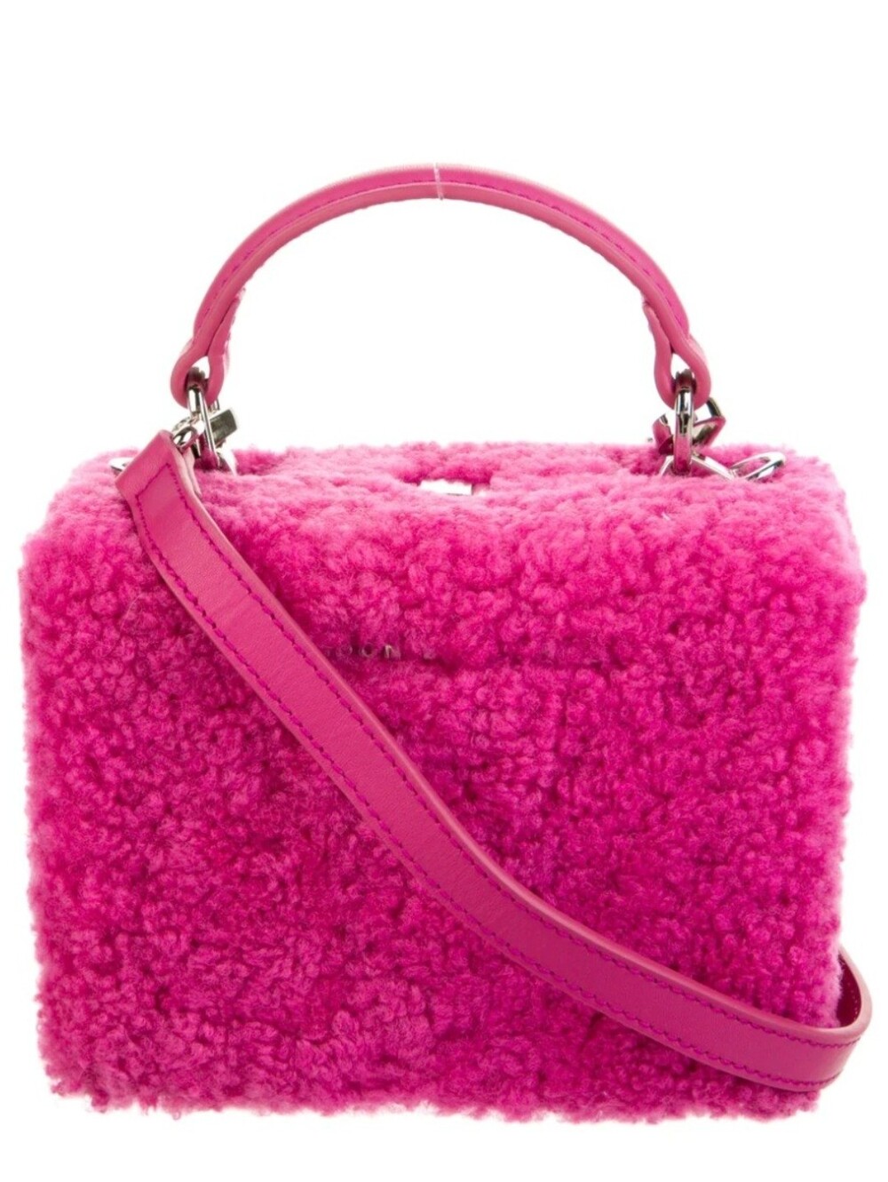 BRANDON BLACKWOOD.                    Hot Pink Shearling Mini Box Bag